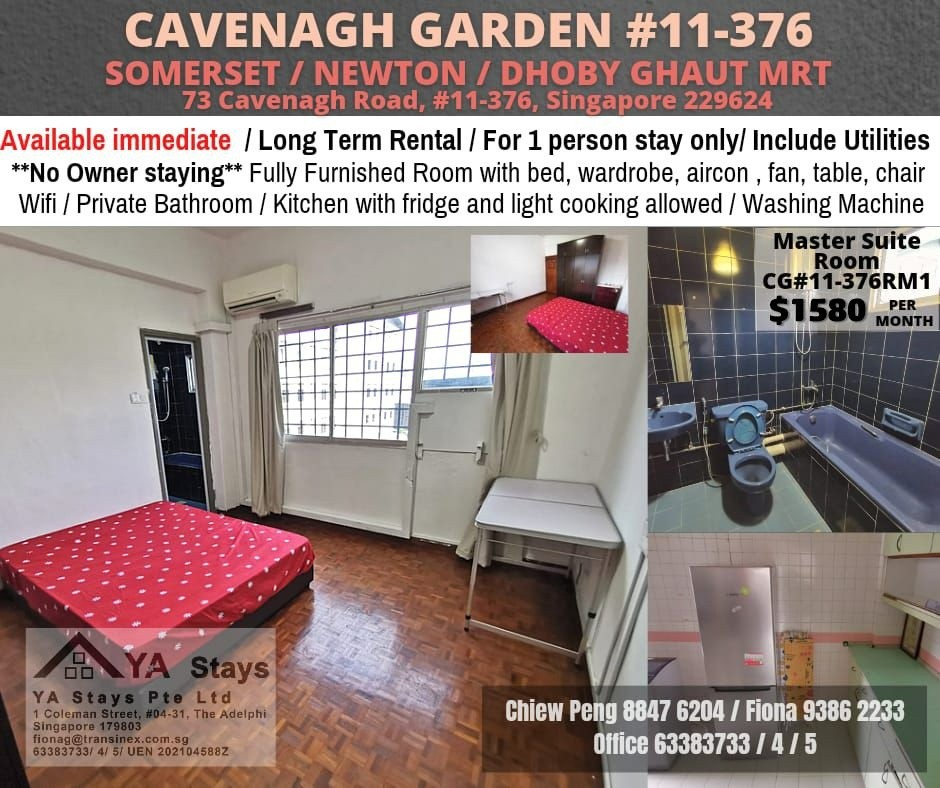 Available Immediate  - Master bedroom/Strictly Single Occupancy/no Owner Staying/No Agent Fee/Private Bathroom/Cooking allowed/Near Somerset MRT/Newton MRT/Dhoby Ghaut MRT - River Valley - Bedroom - Homates Singapore