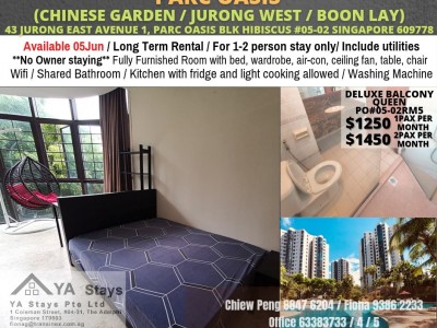 Room Available - PARC OASIS - 43 Jurong East Avenue 1, Singapore 609778