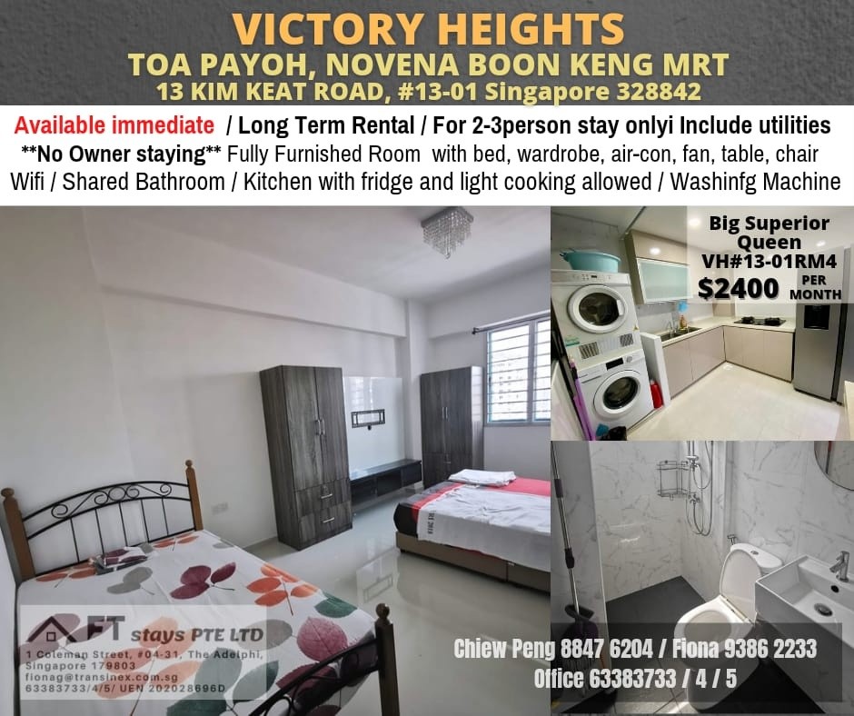 Room Available - VICTORY HEIGHTS/2-3 people stay/No Owner Staying/Fully Furnished/Novena MRT - Novena - Bedroom - Homates Singapore