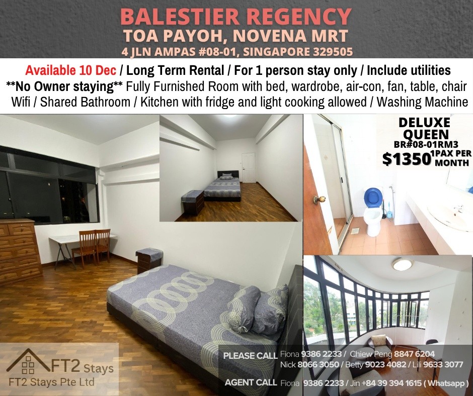 BALESTIER REGENCY near Newton MRT/ Novena MRT/ No Owner - Novena - Bedroom - Homates Singapore