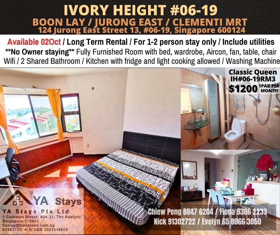 Room For Rent - IVORY HEIGHTS #06-19 RM3 - Jurong East - Flat - Homates Singapore