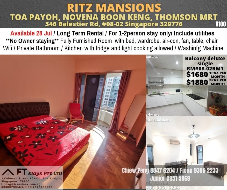 Available 28Jul /Master Room/FOR 1 PERSON STAY ONLY/Wifi/Air-con/No owner staying/No Agent Fee/Cooking allowed/Novena MRT / Toa Payoh MRT / Boon Keng / Thomson MRT - Novena - Flat - Homates Singapore