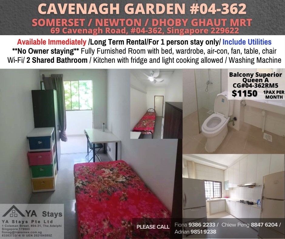 Room For Rent - CAVENAGH GARDEN (Orchard / River Valley)/ Near Somerset MRT/Newton MRT/Dhoby Ghaut MRT/ Common Room/ 1 Pax/ Fully Furnished/ No Owner Staying - Orchard 乌节路 - 整个住家 - Homates 新加坡
