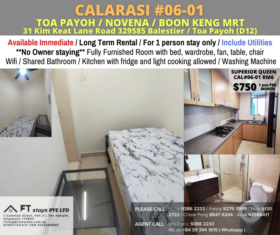 Available Immediate/Common Room/Near Toa Payoh, Novena MRT/No Owner Staying/Fully Furnished with Bed/Wardrobe/WIFI - Toa Payoh - Bedroom - Homates Singapore