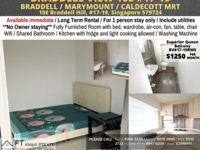Available﻿ Immediately - Common Room/Include Utilities/Wifi/Aircon/No Agent Fee/Light Cooking Allowed/Washing Machine - 10E Braddell Hill
