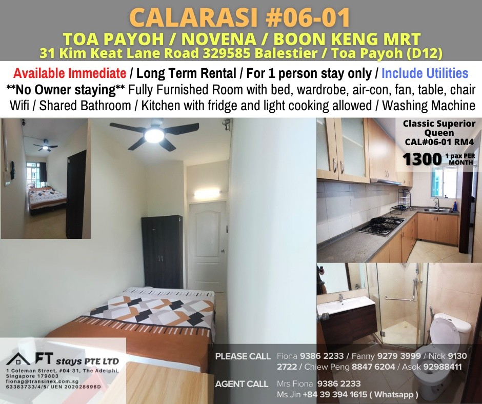Available Immediate/Common Room/Near Toa Payoh, Novena MRT/No Owner Staying/Fully Furnished with Bed/Wardrobe/WIFI/Air-con - Toa Payoh - Flat - Homates Singapore