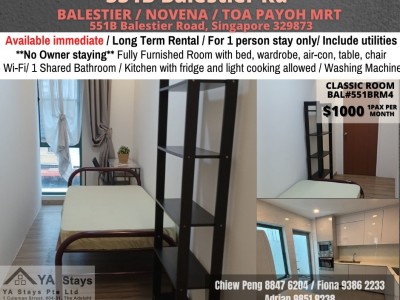 Available﻿ Immediately - Common Room/Include Utilities/Wifi/Aircon/No Agent Fee/Light Cooking Allowed/Washing Machine - 551 Balestier Road, Singapore 329868