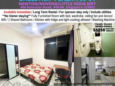 Available﻿ Immediately - Common Room/Include Utilities/Wifi/Aircon/No Agent Fee/Light Cooking Allowed/Washing Machine - 400 Balestier Road, #09-04, Singapore 329802