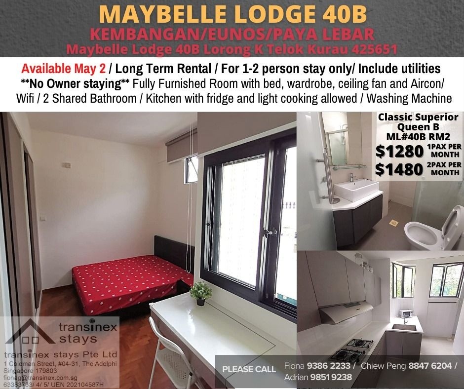 Available﻿ May 2 - Common Room/Include Utilities/Wifi/Aircon/No Agent Fee/Light Cooking Allowed/Washing Machine - Eunos - Bedroom - Homates Singapore