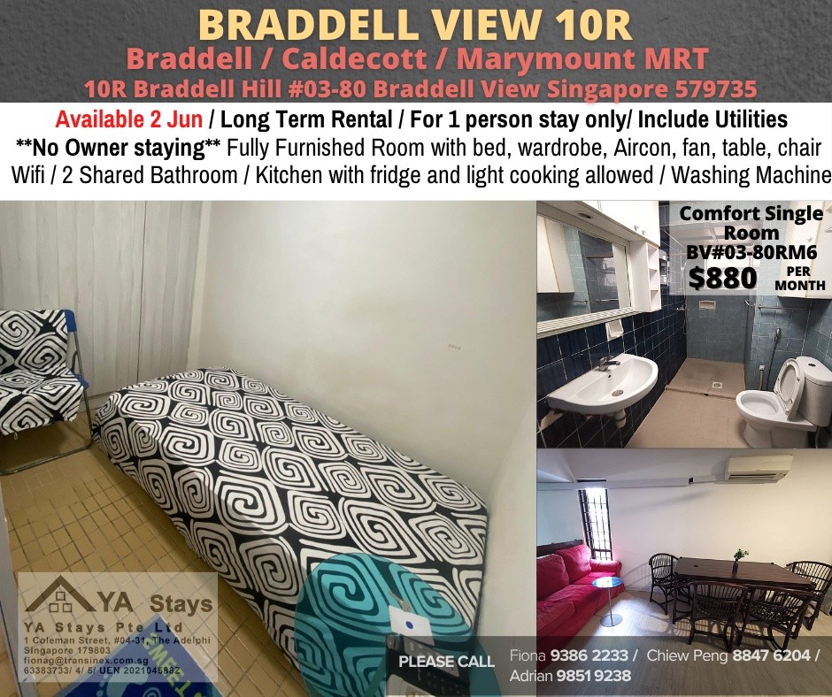 Room for Rent/Braddell Hill, Braddell MRT/ For 1 pax/ Available 2 Jun - Braddell - Flat - Homates Singapore