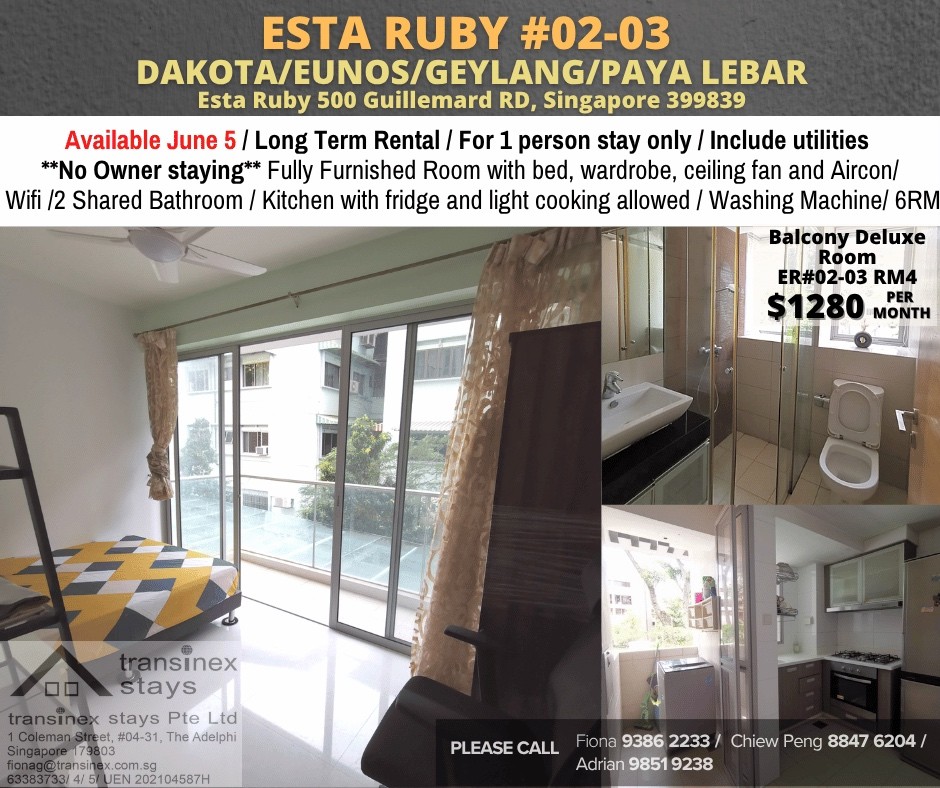 Room for Rent/500 Guillemard RD, Singapore 399839/ For 1 pax/ Available 27 May - Geylang 芽籠 - 整個住家 - Homates 新加坡