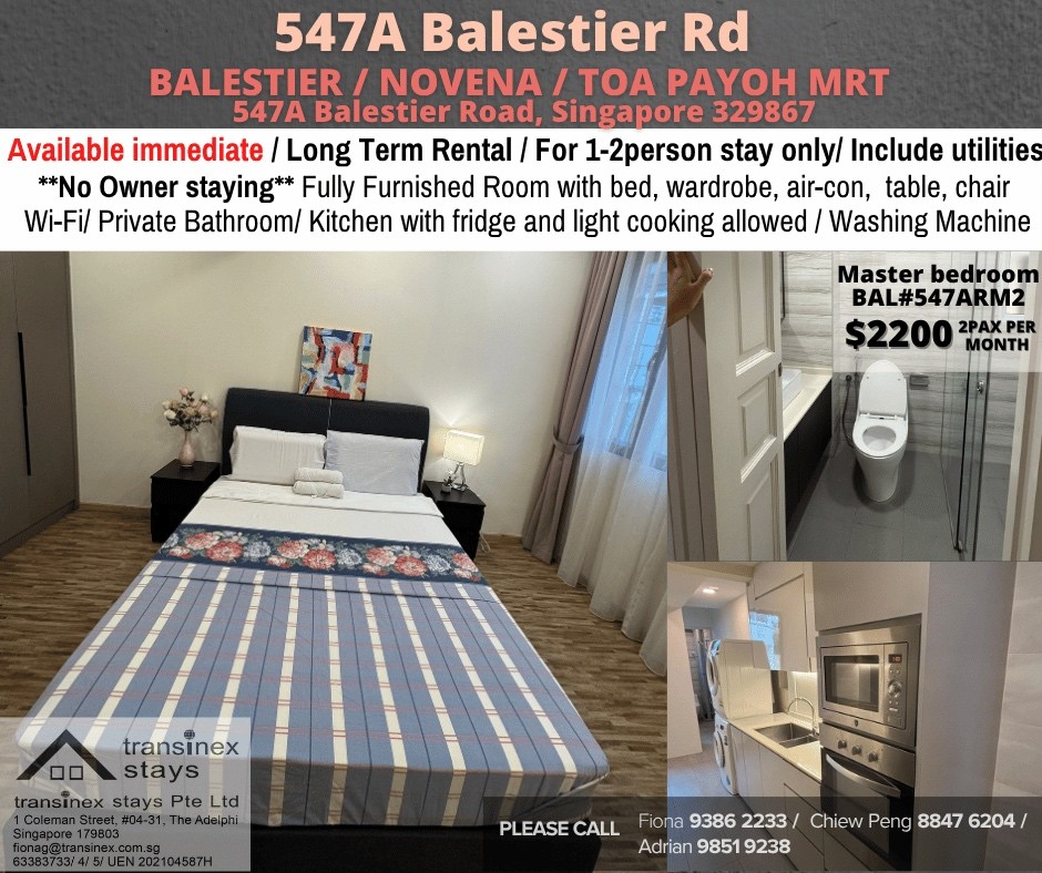 Available﻿ Immediately - Master Room/Include Utilities/W ifi/Aircon/No Agent Fee/Light Cooking Allowed/Washing Machine - Toa Payoh 大巴窑 - 整个住家 - Homates 新加坡