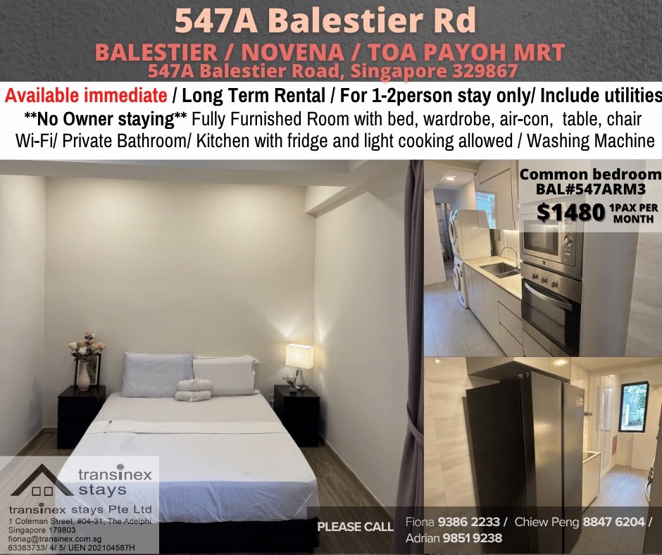 Available﻿ Immediately - Master Room/Include Utilities/W ifi/Aircon/No Agent Fee/Light Cooking Allowed/Washing Machine - Toa Payoh 大巴窑 - 分租房间 - Homates 新加坡