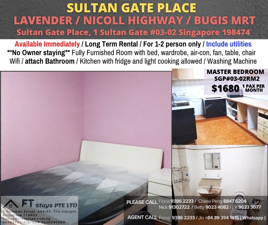 Room for rent / LAVENDER / Master room / 1pax stay / Available immediate - Bugis - Bedroom - Homates Singapore