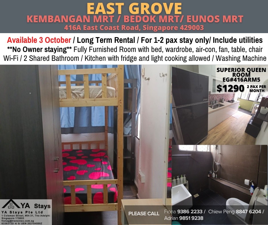Room for rent / Kembangan MRT / Classic  room / 2 pax stay / Available 3 October - Marine Parade - Flat - Homates Singapore