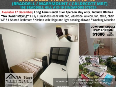 Room for rent / Braddell / Common room / 1pax stay / Available 17 December - 10E Braddell View, Singapore 579724 