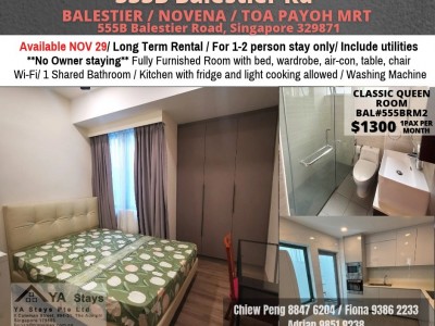 Room for rent / Balestier / Classic Queen room / 1pax stay / Available NOV 29 - 555B Balestier Road, Singapore 329871