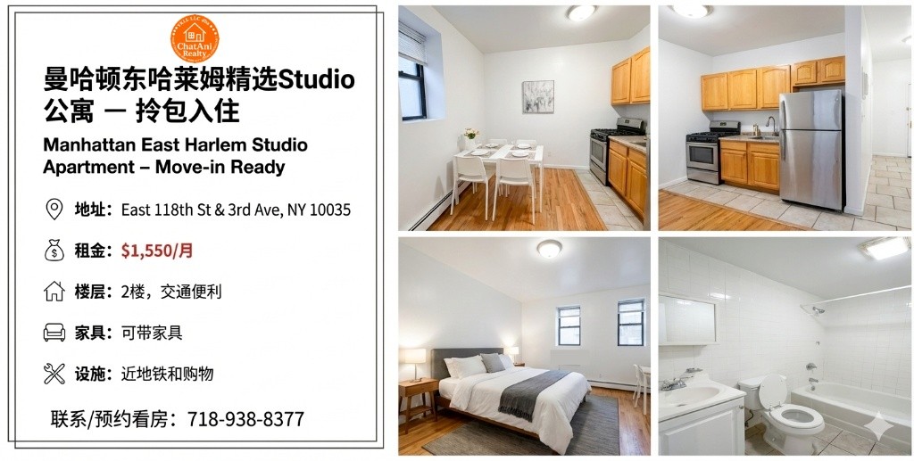 纽约曼哈顿东哈乐门Studio统舱-拎包入住 -  - Flat - Homates United States