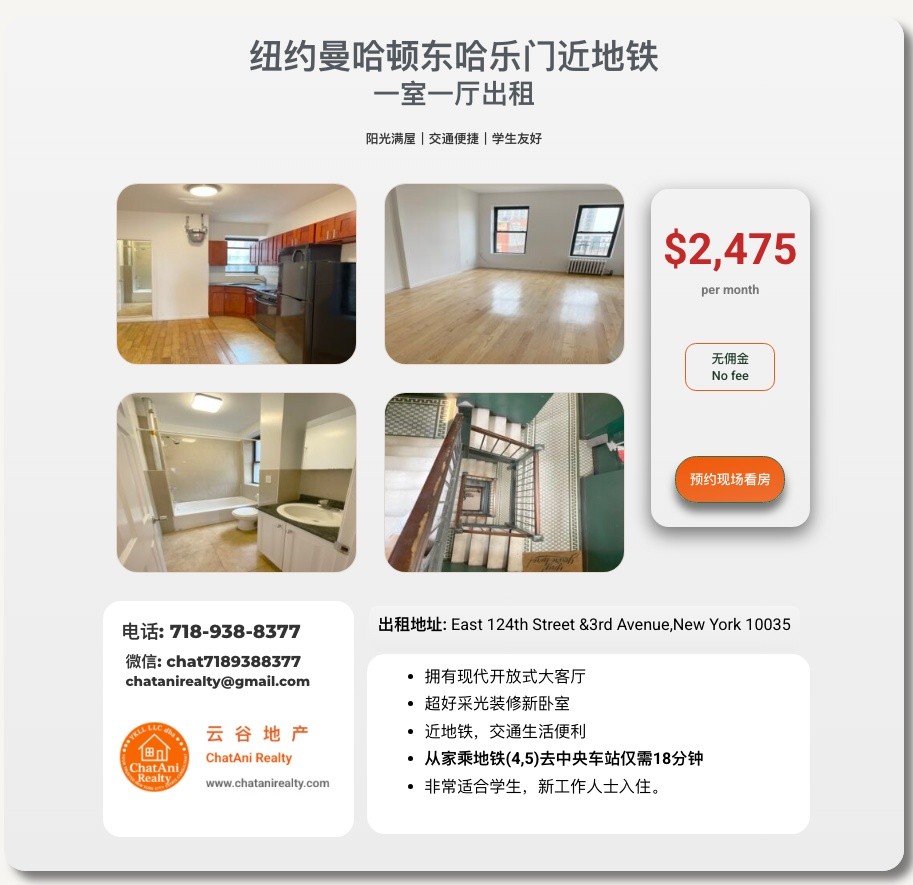 纽约曼哈顿Manhattan_东哈乐门_装修新一室一厅出租 -  - 整套出租 - Homates 美國