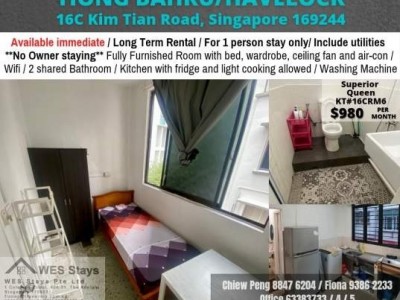 Room For Rent -  Kim Tian Road - iong Bahru MRT / Havelock MRT / Queenstown MRT / Common Room / Available Immediate  Location: 16C Kim Tian Road, Singapore 169244 Room ID: KT#16CRM6 Price: Common Room $980 SGD/month  Inclusive:  Utilities included in rent  Shared Wifi in house for genera
