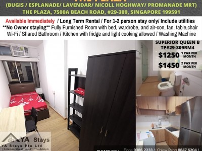 Room for rent / Farrer Park / Common room / 1-2pax stay / Available immediately -  7500A Beach Road, #29-309, Singapore 199591